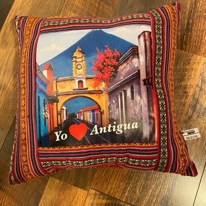 Decorative multicolored pillow made in Antigua, Guatemala